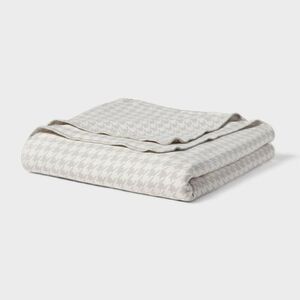 Threshold - Twin/Twin XL Brushed Cotton Blanket Gray Houndstoo Multicolored